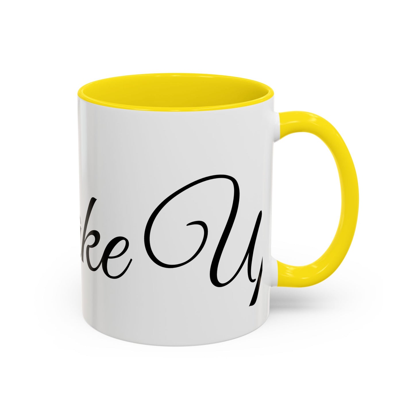 Stilvolle „Wake Up“-Kaffeetasse – 11/15 oz Akzenttasse für tägliche Inspiration