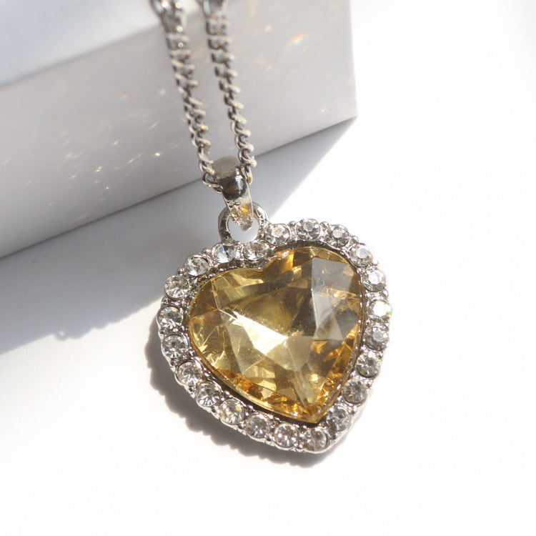 Cadena de suéter Love Crystal Heart Titanic Ocean Girl