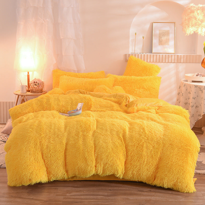 Funda nórdica de lujo de vellón grueso tamaño Queen King, cálida para cama de invierno, funda de edredón, funda de almohada, ropa de cama mullida y peluda, juego de cama de invierno para mantener el calor.