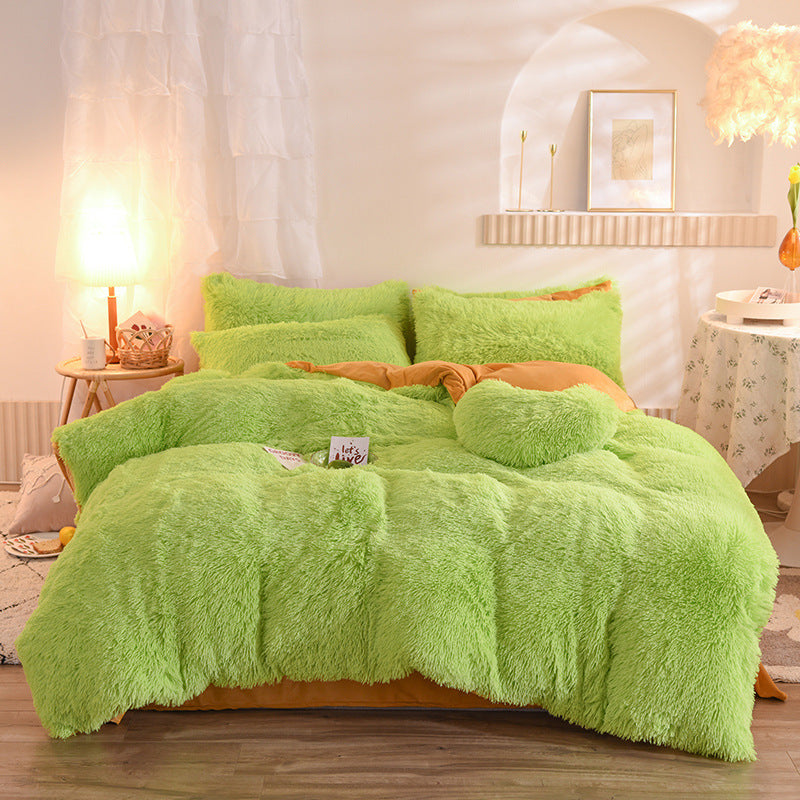 Funda nórdica de lujo de vellón grueso tamaño Queen King, cálida para cama de invierno, funda de edredón, funda de almohada, ropa de cama mullida y peluda, juego de cama de invierno para mantener el calor.