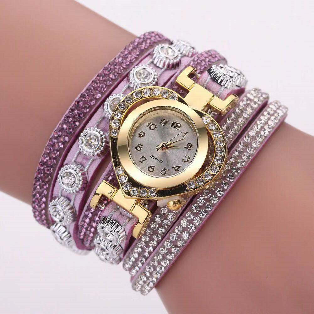 Persönlichkeit Herzform mit Diamant-Zifferblatt Mehrfarbiges Armband