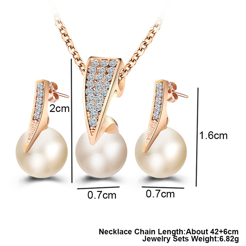 Conjunto de collar de perlas artificiales de 2 piezas