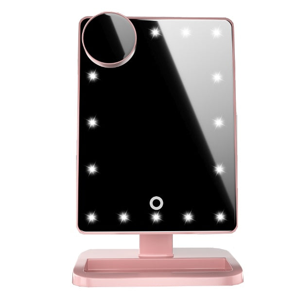 Touchscreen-Schminkspiegel mit 20 LED-Lichtern, Bluetooth-Musiklautsprecher, 10-fach vergrößernden Spiegellichtern