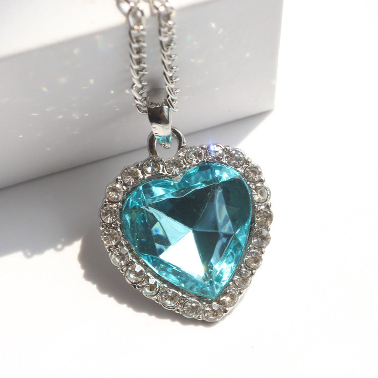 Cadena de suéter Love Crystal Heart Titanic Ocean Girl