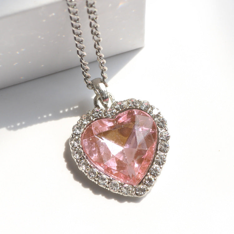 Cadena de suéter Love Crystal Heart Titanic Ocean Girl
