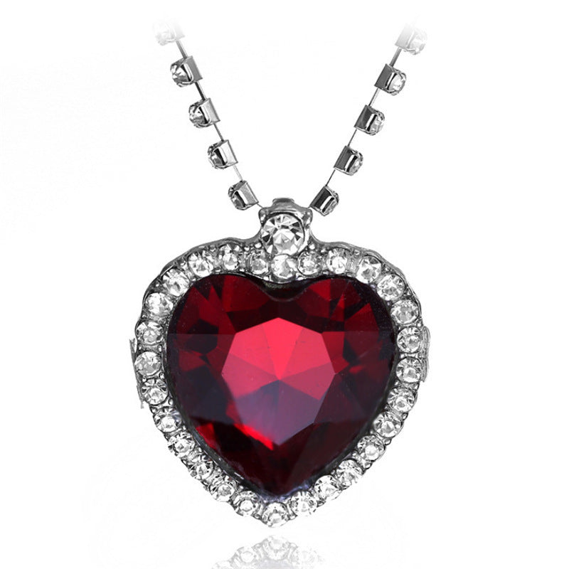 Cadena de suéter Love Crystal Heart Titanic Ocean Girl