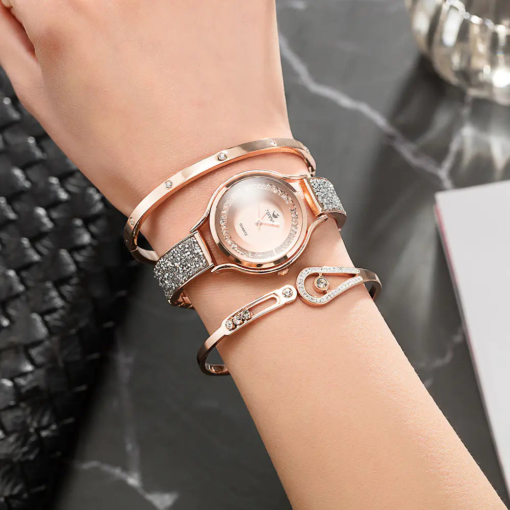 Conjunto de reloj de lujo Vibrato para mujer, ideal para modelos de moda.