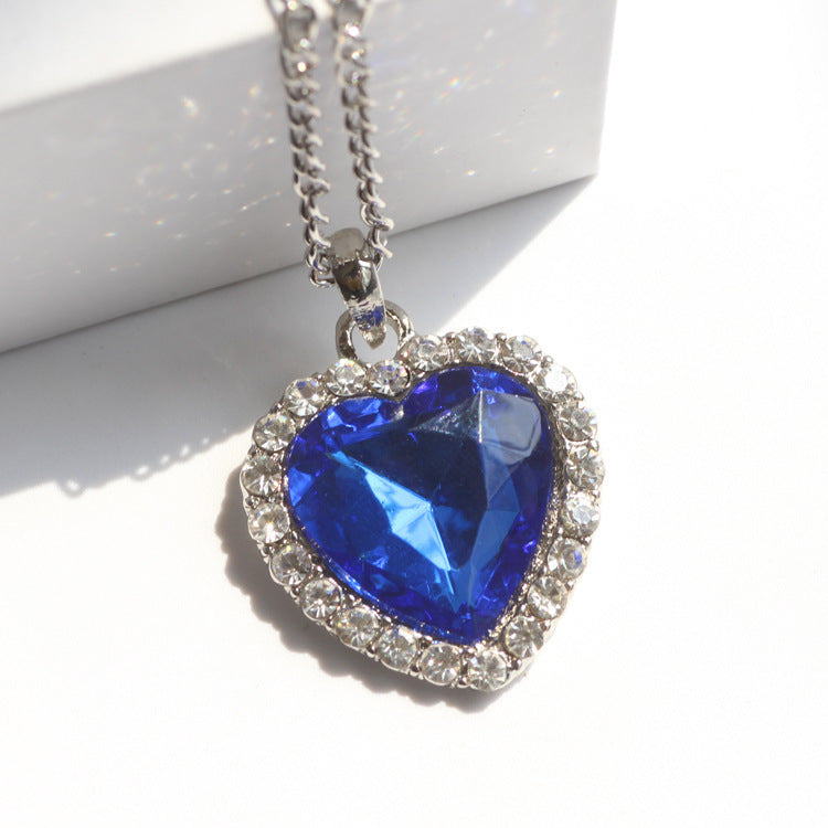 Cadena de suéter Love Crystal Heart Titanic Ocean Girl