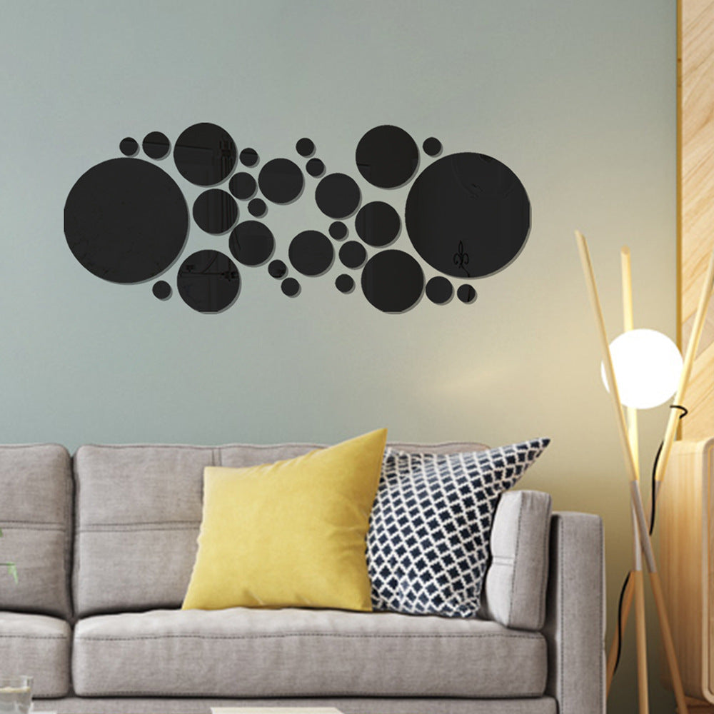 Pegatina de espejo con círculos grandes y pequeños, decoración de pared acrílica estéreo 3D