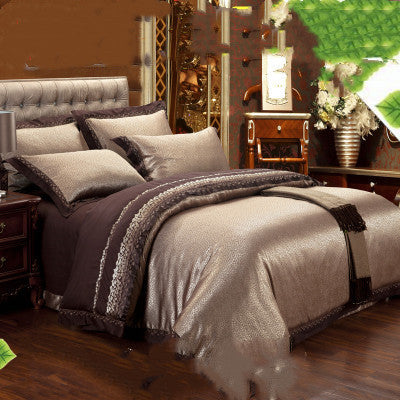 Juego de cama de lino y algodón de alta gama de lujo europeo en jacquard de seda helada