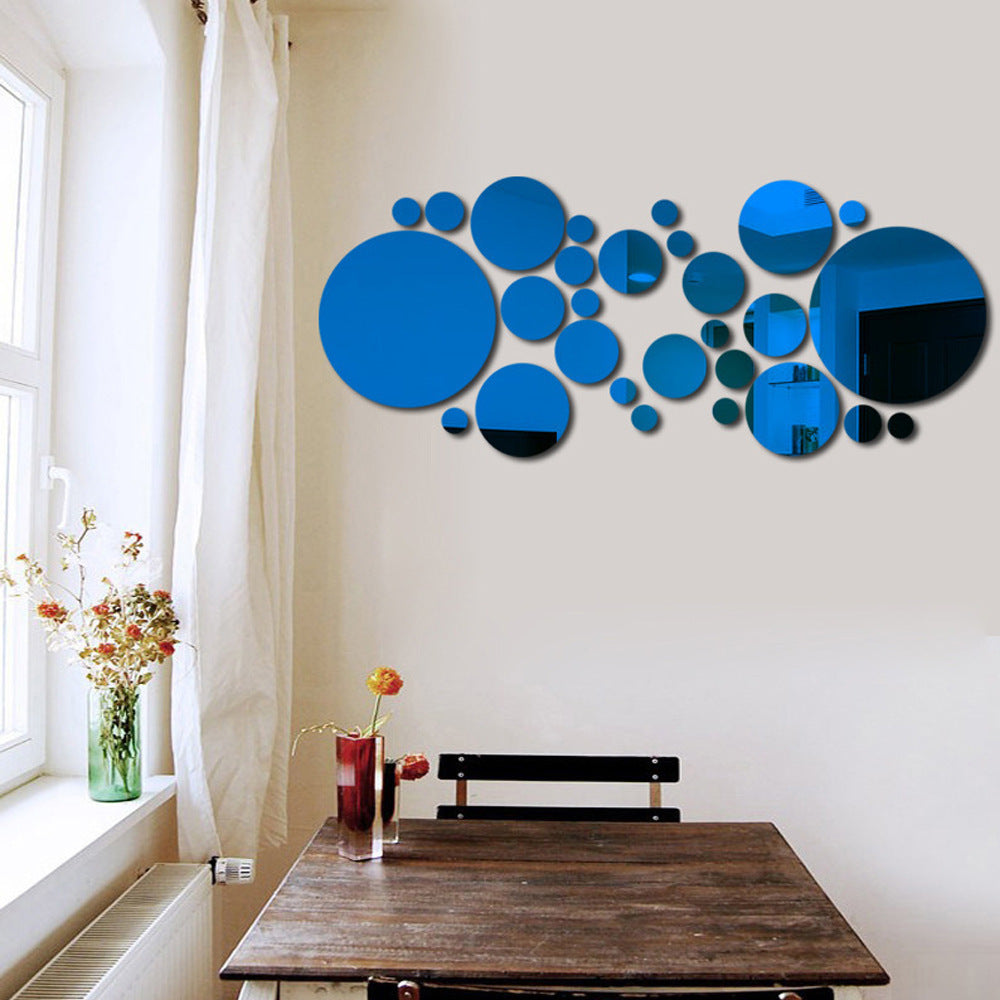 Pegatina de espejo con círculos grandes y pequeños, decoración de pared acrílica estéreo 3D