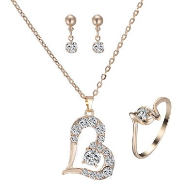 Herz Anhänger Schmuckset Strass Schmuck