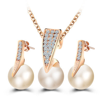 Conjunto de collar de perlas artificiales de 2 piezas