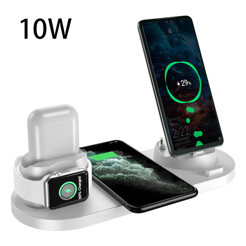 Drahtloses Ladegerät für iPhone, Schnellladegerät für Telefon, Schnellladepad für Telefonuhr, 6-in-1-Ladestation