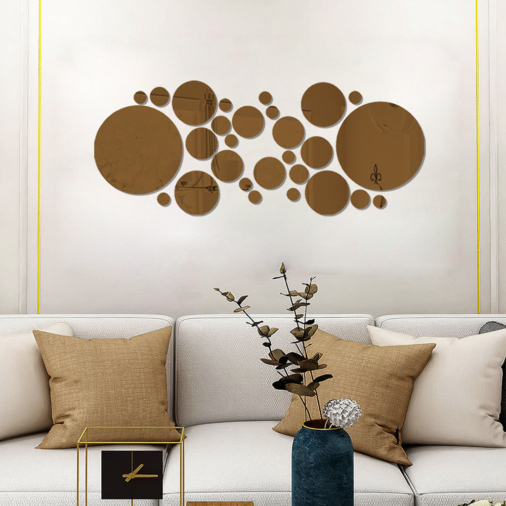 Pegatina de espejo con círculos grandes y pequeños, decoración de pared acrílica estéreo 3D