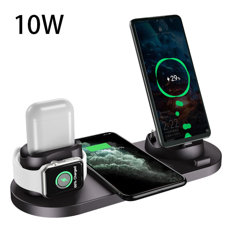 Drahtloses Ladegerät für iPhone, Schnellladegerät für Telefon, Schnellladepad für Telefonuhr, 6-in-1-Ladestation
