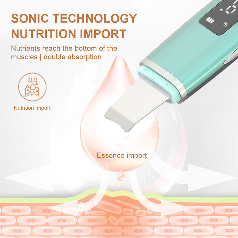 Ultraschall-Vibrations-Mitesserentferner Tiefenreinigung Gesichtswäscher Porenreiniger Hebemaschine Gesichts-LED-Peeling-Schaufel