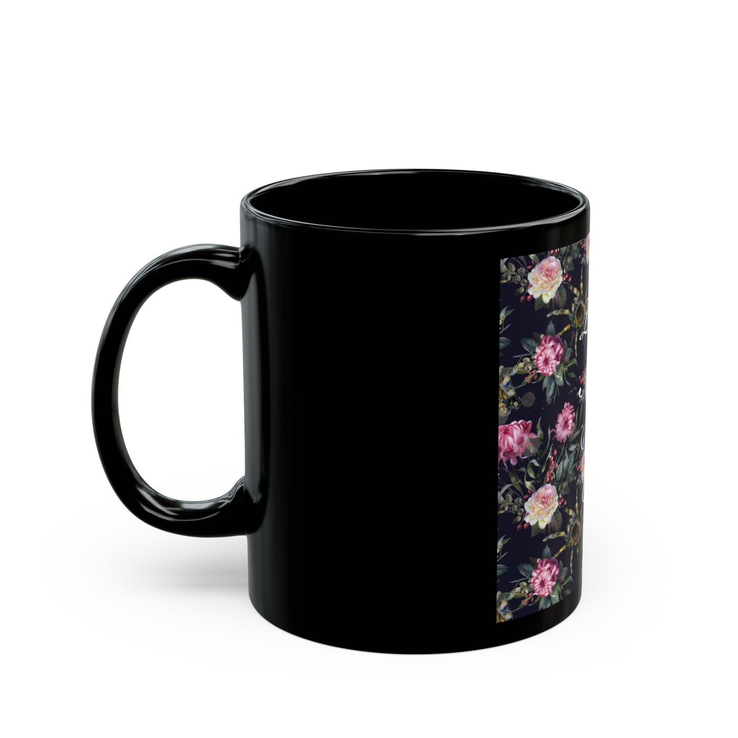 Floral Design Black Mug - "Lonely Nikki Skin Care" - Perfect Gift for Beauty Lovers