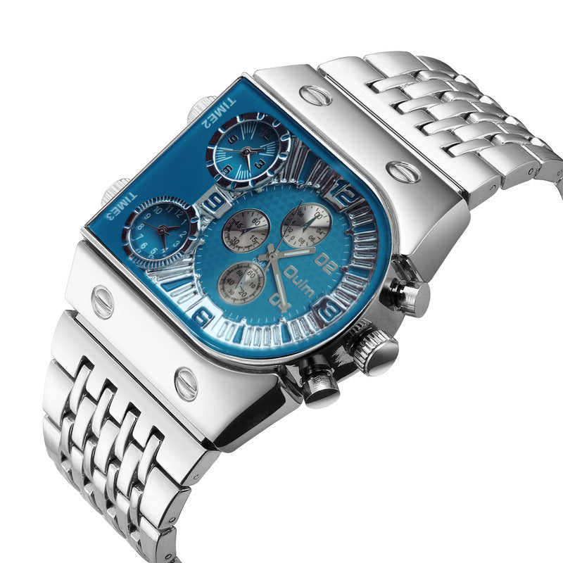 Multi-time Zone Large Dial Luminous Men's Watch