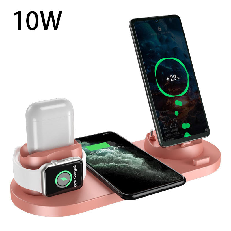 Drahtloses Ladegerät für iPhone, Schnellladegerät für Telefon, Schnellladepad für Telefonuhr, 6-in-1-Ladestation