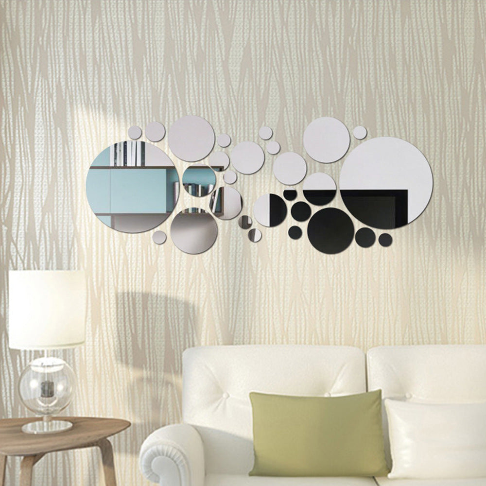 Pegatina de espejo con círculos grandes y pequeños, decoración de pared acrílica estéreo 3D