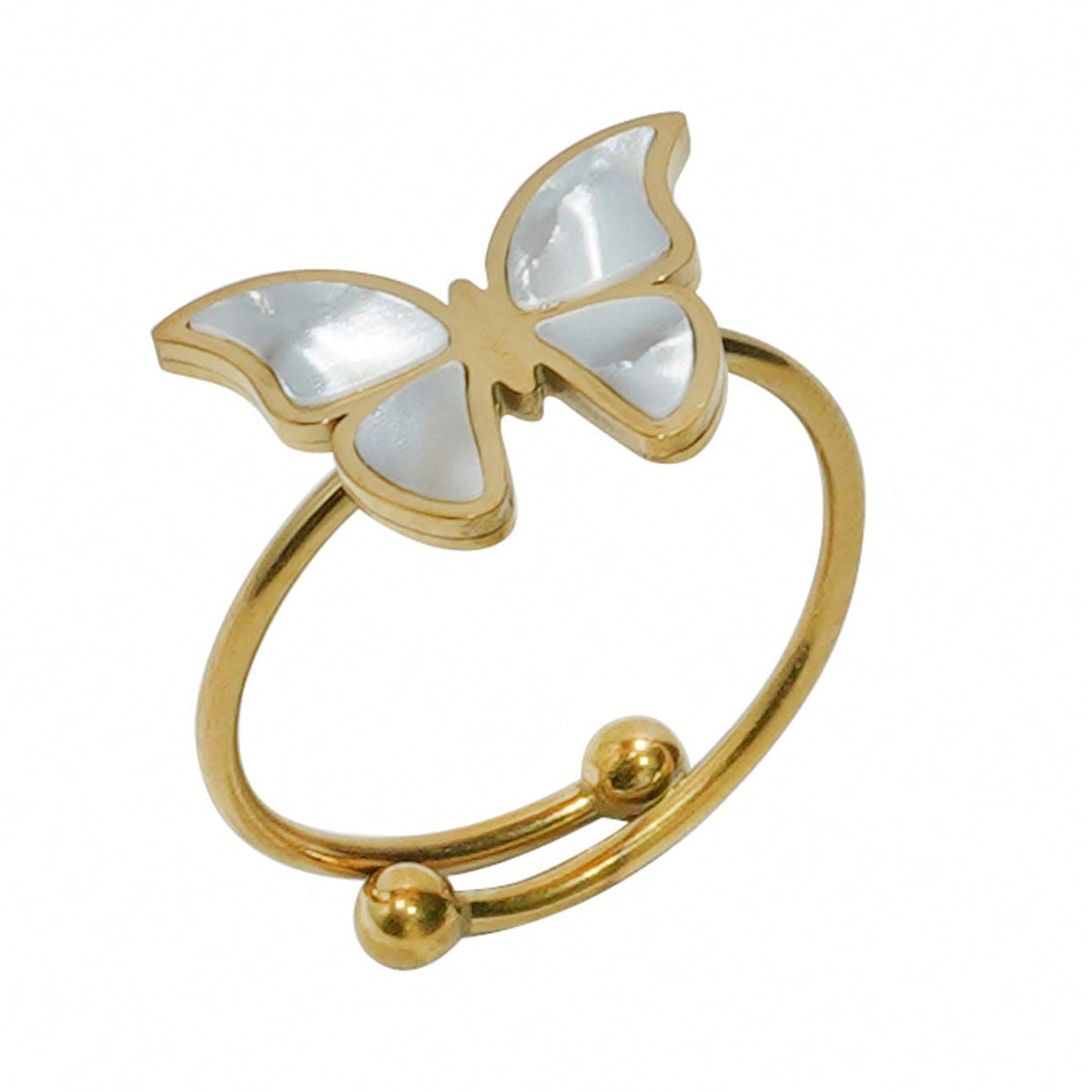 Lxalry - Juego de joyas de mariposa chapadas en oro de 18 quilates con pulido de espejo, hipoalergénico, seguro para la piel, 4 piezas, collar, pendientes, pulsera y anillo para mujer, nunca se decolora, regalo de lujo para ella.