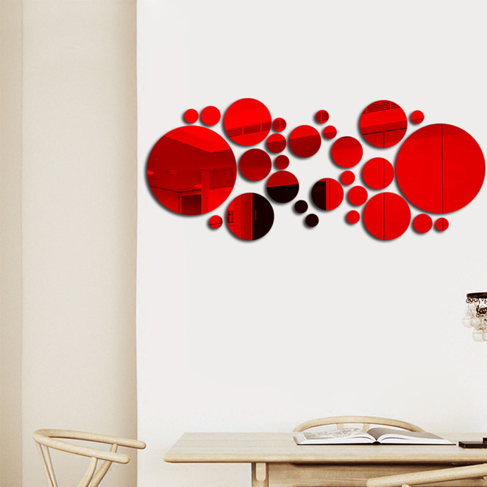 Pegatina de espejo con círculos grandes y pequeños, decoración de pared acrílica estéreo 3D