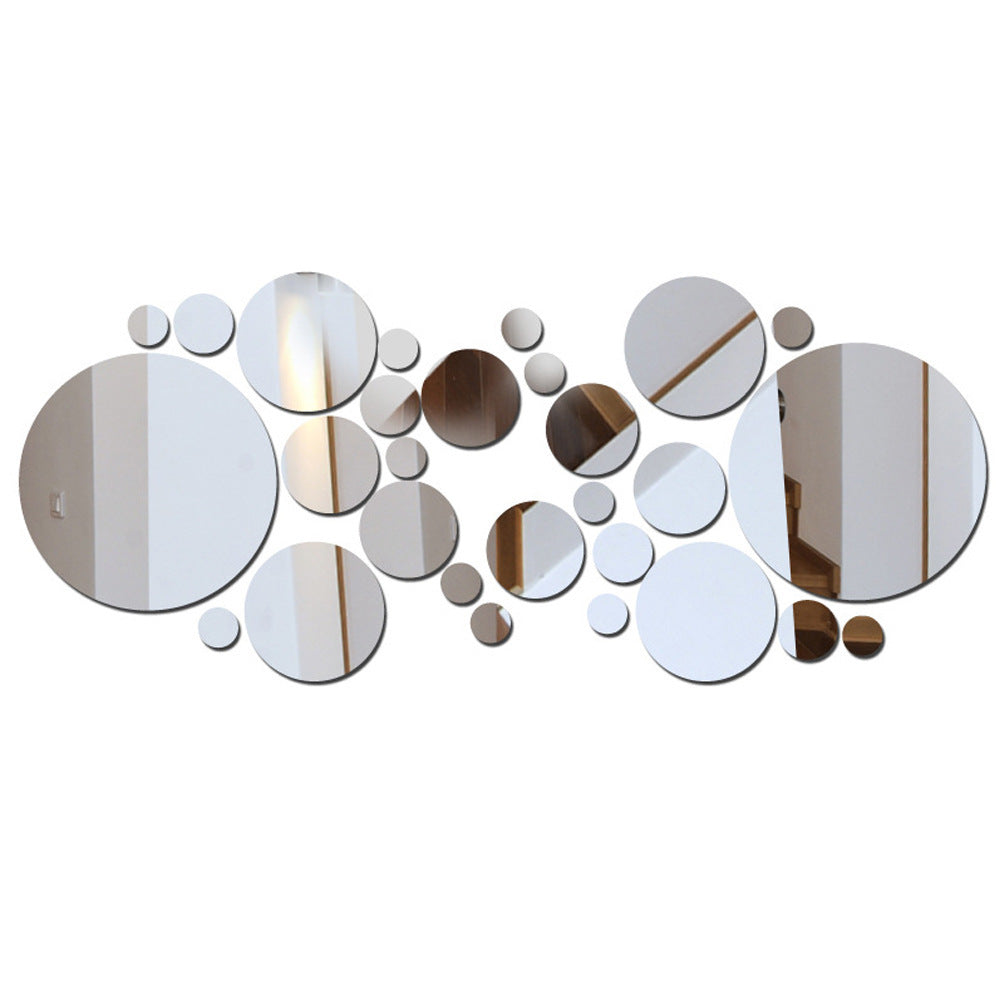 Pegatina de espejo con círculos grandes y pequeños, decoración de pared acrílica estéreo 3D