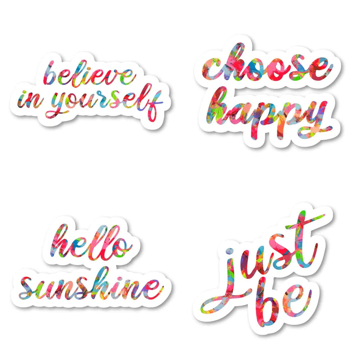 Cree en ti mismo, solo sé, elige. Feliz, Hola, sol. Paquete de pegatinas de acuarela (4 unidades). Pegatinas para portátil, teléfono, tableta, vinilo (4 unidades) S211206